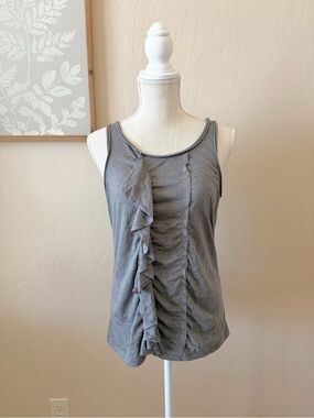 J. Crew Gray Ruffle Front Tank Top